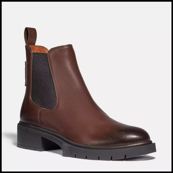 NWOT Coach Lyden Chelsea Boots in Brown - Picture 1 of 15